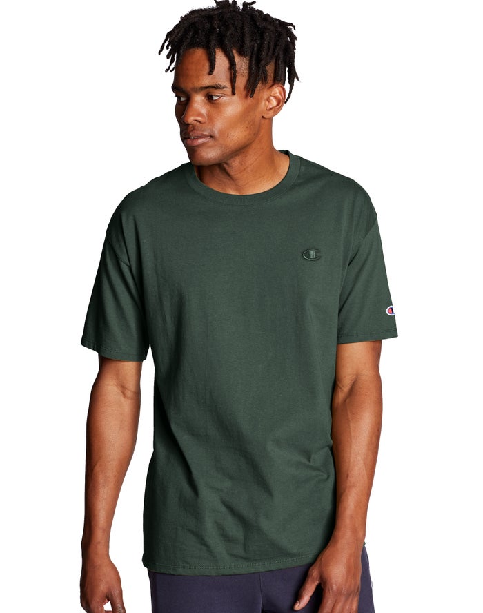 Champion Mens T-Shirt NZ - Classic Jersey Dark Green ( 6759-OGDSR )